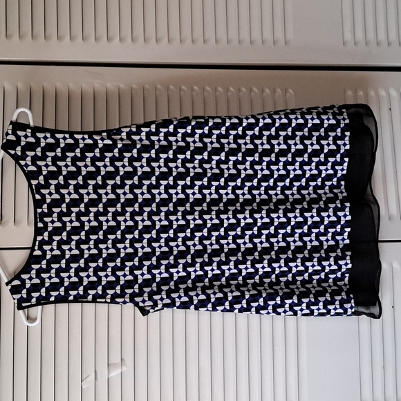 Sz M Royal blue/Black /White Sleeveless stretch polyester summer top - Picture 4 of 5